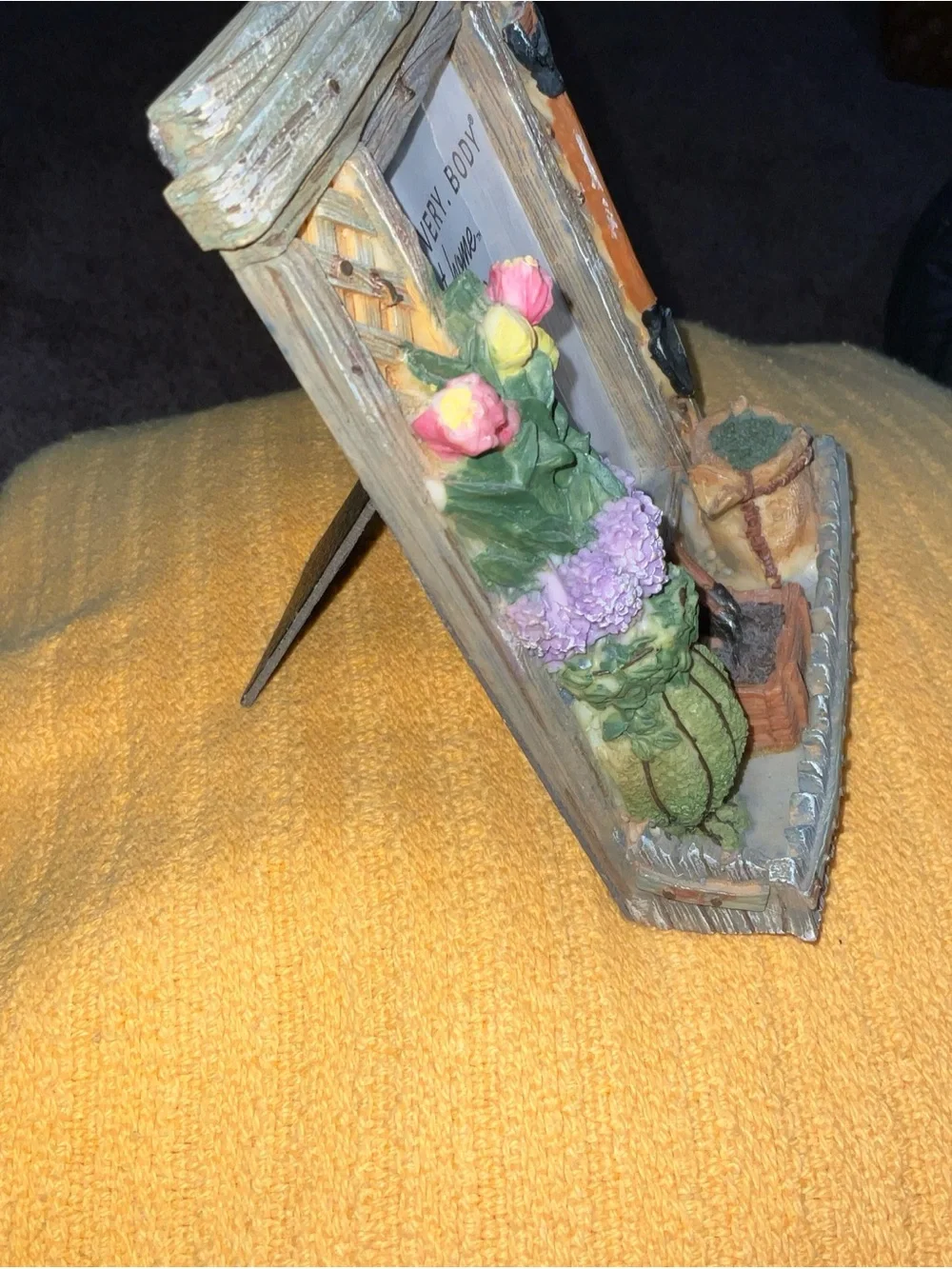 Rustic Garden Photo Frame with Pink, Yellow & Purple Flowers 3.5” x 5” picture